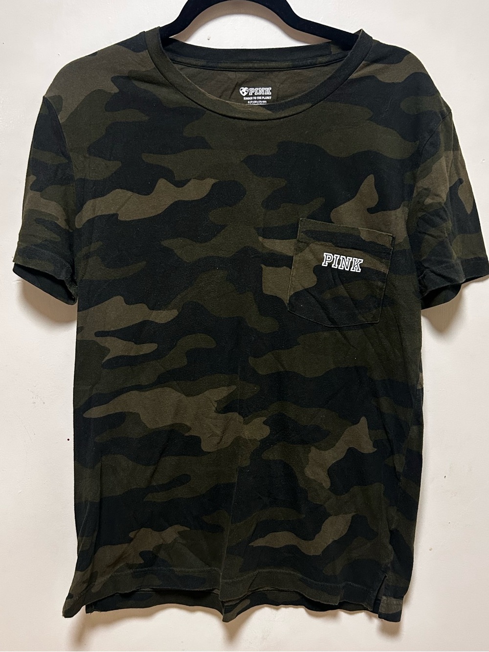 PINK Victoria's Secret Camo Pocket Tee - Olive & Black